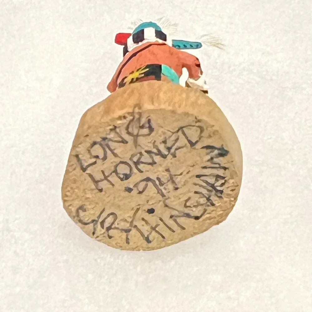 Handmade Miniature 1.5" (app.) Kachina Doll - "Long Horned" (Slight Damage) - Picture 7 of 8